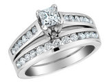 2/5 Carat (ctw H-I, I1-I2) Princess Cut Diamond Engagement Ring & Wedding Band in 10K White Gold